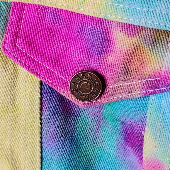 Lola And The Boys Tye Dye Denim Jacket Button Up W/ Pockets Size Small - Picture 5 of 10